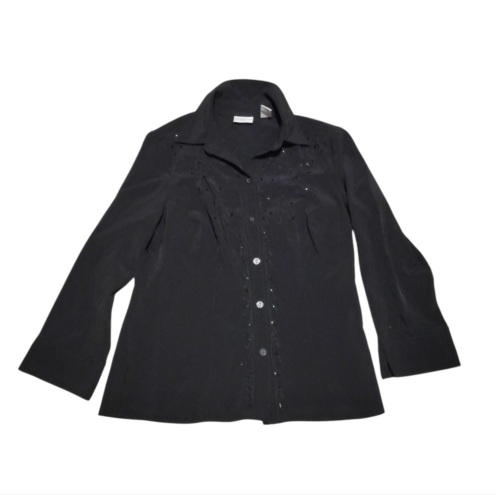 Vintage Covington Button Up Shirt For Women Size S Black